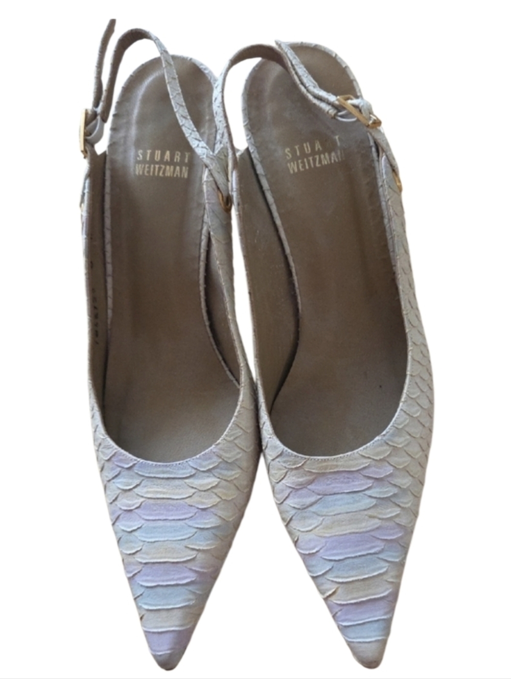 Stuart Weitzman Multicolor Pastel Scaled Slingback Pumps